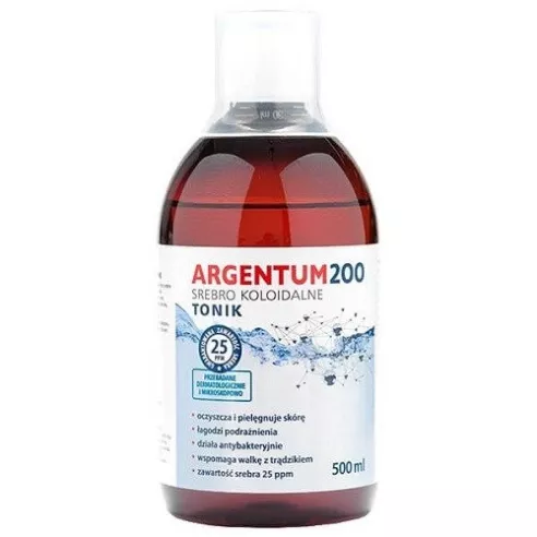 Argentum 200 - SREBRO Koloidalne Ag-250 (25 ppm), 500 ml. TONIK