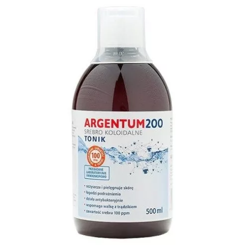Argentum 200 - SREBRO Koloidalne Ag-500 (100 ppm), 500 ml. TONIK