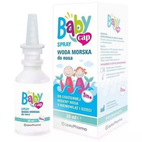 BabyCap Spray Woda Morska do Nosa dla dzieci od 1 miesiąca życia, 30 ml.