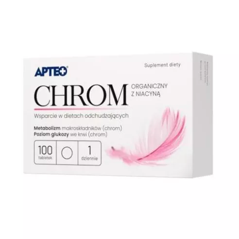 Chrom organiczny z niacyną, 100 tabletek. Apteo