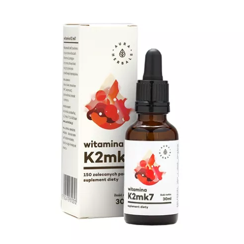 Witamina K2 MK7 - KROPLE z zakraplaczem, 30 ml. Aura