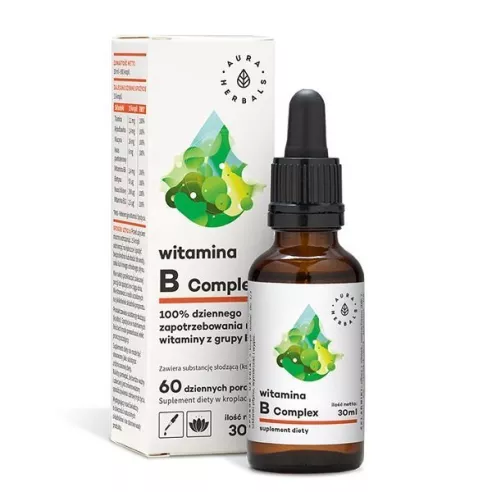 Witamina B Complex KROPLE, 30 ml. Aura Herbals