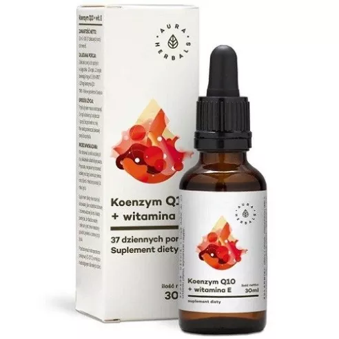 Koenzym Q10 + Witamina E, KROPLE, 30 ml. Aura Herbals