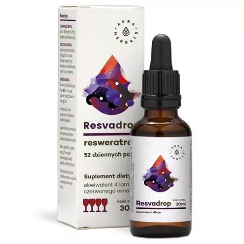 Resvadrop, Resweretrol KROPLE, 30 ml. Aura Herbals