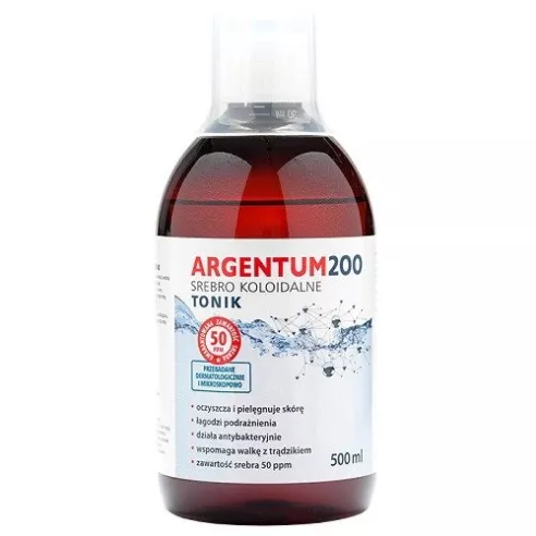 Argentum 200 - SREBRO Koloidalne Ag-250 (50 ppm), 500 ml. TONIK