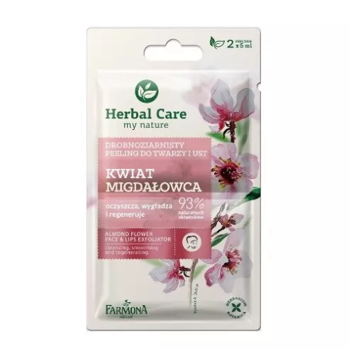 Farmona Herbal Care, Drobnoziarnisty PEELING do twarzy i ust Kwiat Migdałowca, 2x5 ml.