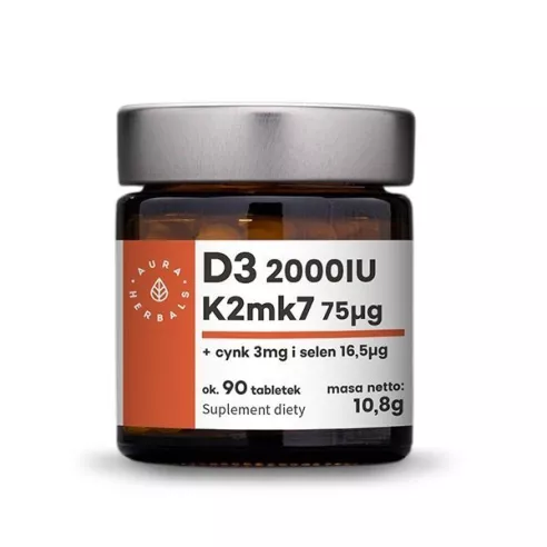 Witamina D3 + K2, 90 tabletek. Aura Herbals