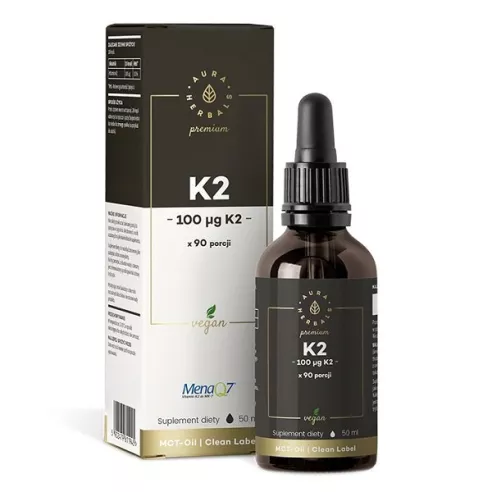 Witamina K2 Premium Vegan KROPLE, 50 ml. Aura