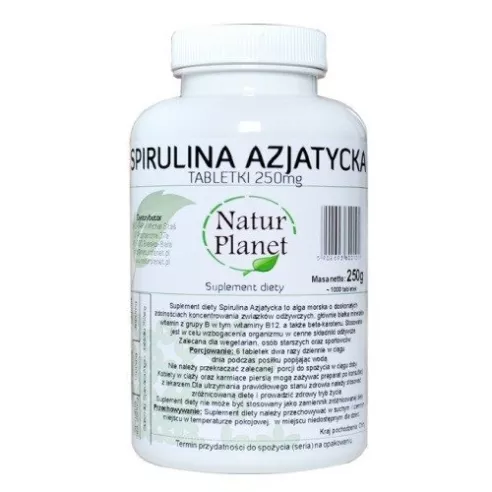 Spirulina Azjatycka 250 mg. ok. 500 tabletek. Natur Planet.