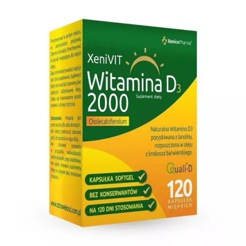 Witamina D3 2000, 120 kapsułek. XeniVIT