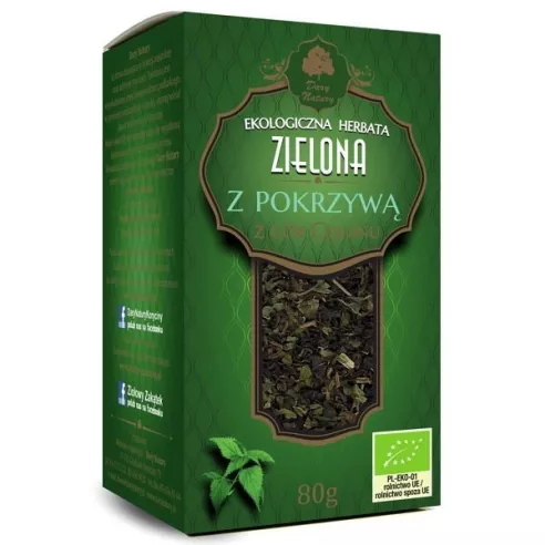 Herbata Zielona z Pokrzywą EKO, 80 g. Dary Natury