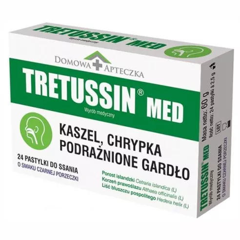 Tretussin MED, 24 pastylki do ssania. Domowa Apteczka