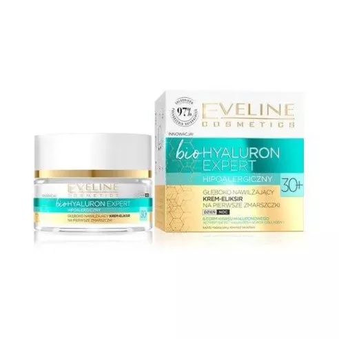 Eveline Bio Hyaluron EXPERT, KREM-ELIKSIR na pierwsze zmarszczki 30+, 50 ml.