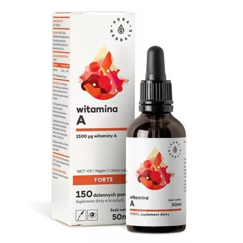 Witamina A Forte MCT-Oil, KROPLE, 50 ml. Aura Herbals