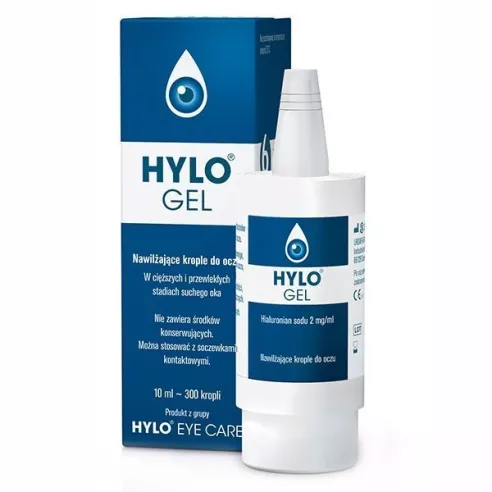 Hylo-Gel, Nawilżające krople do oczu, 10 ml.