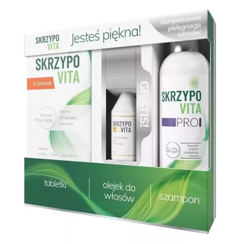 Skrzypovita ZESTAW, Szampon PRO + tabletki + olejek, 200 ml. + 42 tabletki + 30 ml.