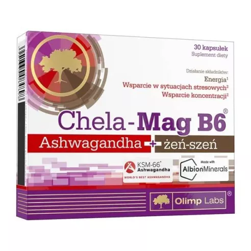 Chela-Mag B6 Ashwagandha + Żeń-Szeń, 30 kapsułek. Olimp