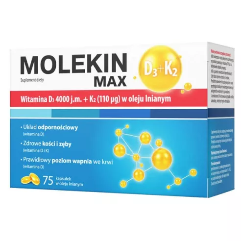 Molekin MAX D3 + K2,  75 kapsułek. 