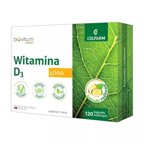 Biovitum Liquid Witamina D3 4000, 120 kapsułek. Colfarm