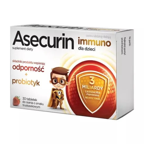 Asecurin Immuno dla dzieci, 30 tabletek do ssania. Aflofarm