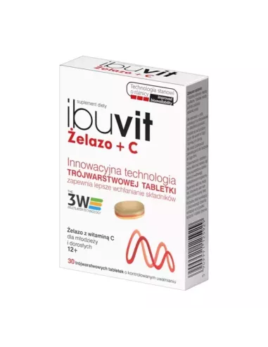 Ibuvit Żelazo + C, 30 tabletek. Biofer