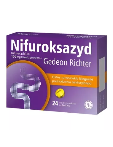 Nifuroksazyd, 100 mg.24 tabletki.  Gedeon Richter