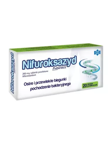 Nifuroksazyd 200 mg. 20 tabletek. Polfamex