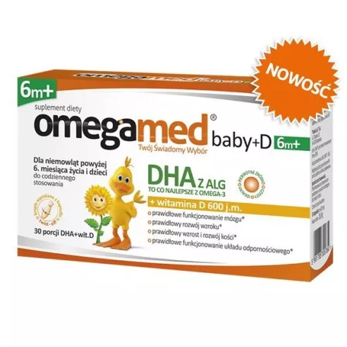 OmegaMed baby + D z DHA 6m+, 30 kapsułek twist-off.