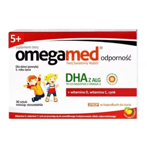 OmegaMed odporność 5+, syrop w kapsułkach do żucia, 30 sztuk.