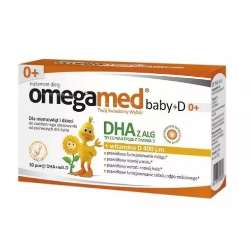 OmegaMed baby + D z DHA 0m+, 60 kapsułek twist-off.