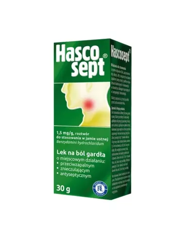 Hascosept, Aerozol do stosowania w jamie ustnej, 30 g. Hasco