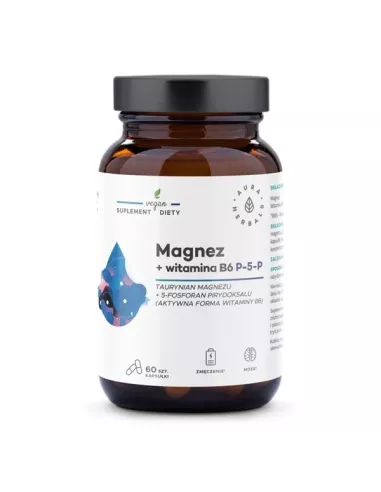Magnez + Witamina B6, 60 kapsułek. Aura Herbals