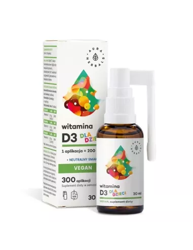 Witamina D3 Vegan dla dzieci, aerozol 30 ml. Aura Herbals