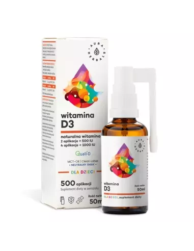 Witamina D3 dla dzieci, MCT, aerozol 50 ml. Aura Herbals