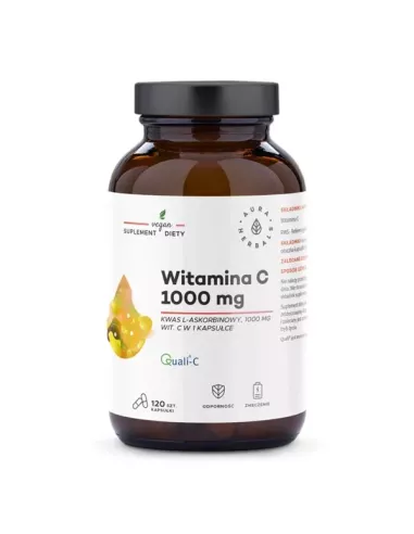 Witamina C 1000 mg, kwas l-askorbinowy, 120 kapsułek. Aura Herbals