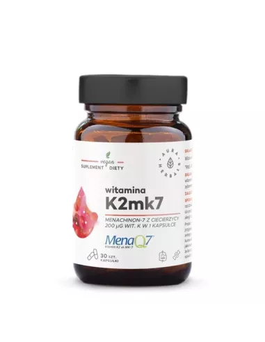 Witamina K2MK7 MenaQ7® 200 μg, 30 kapsułek. Aura Herbals