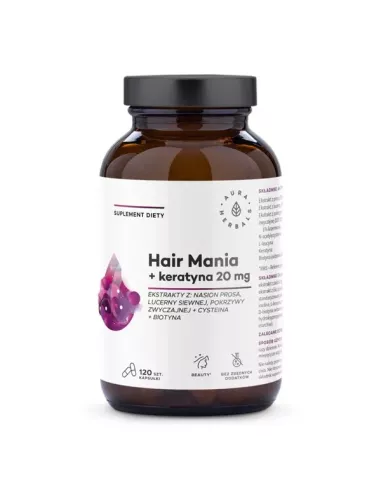 Hair Mania + keratyna 20 mg, 120 kapsułek. Aura Herbals