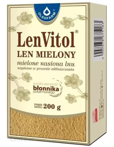 LenVitol Len mielony odtłuszczony, 200 g. Oleofarm