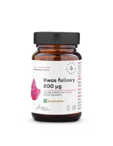 Kwas Foliowy 800 μg, 60 kapsułek. Aura Herbals