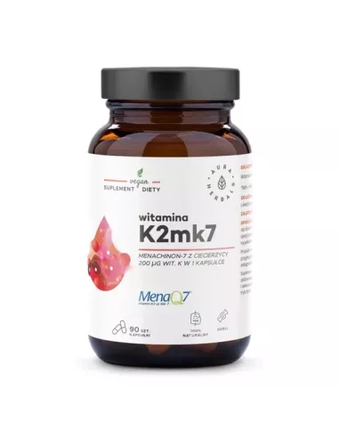 WYPRZEDAZ! data waznosci do 22.11.2024! Witamina K2MK7 MenaQ7® 200 μg, 90 kapsułek. Aura Herbals