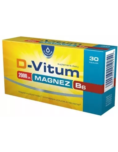 D-Vitum 2000 j.m. Magnez B6, 30 kapsułek. Oleofarm