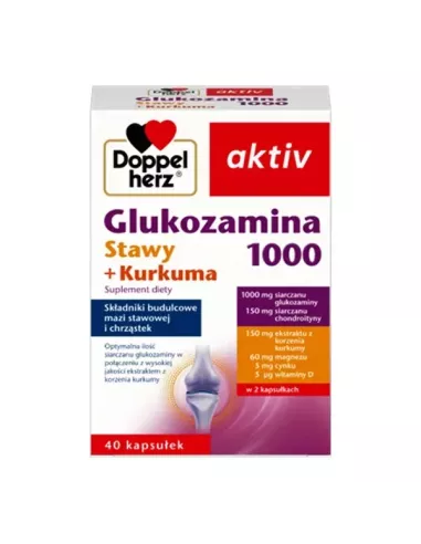 Doppelherz Aktiv Glukozamina 1000 Stawy+Kurkuma, 40 kapsułek.