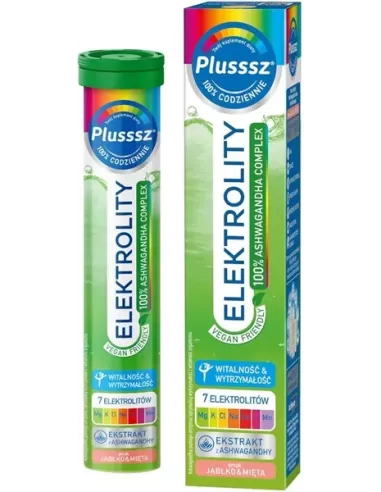 Plusssz Elektrolity 100% Ashwagandha Complex, 24 tabletki musujące. Polski Lek