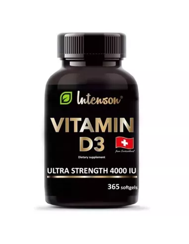 Vitamin D3 4000 IU, 365 kapsułek. Intenson  Witamina D3