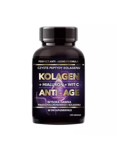 Kolagen + Hialuron + Witamina C Anti-Age, 120 tabletek. Intenson