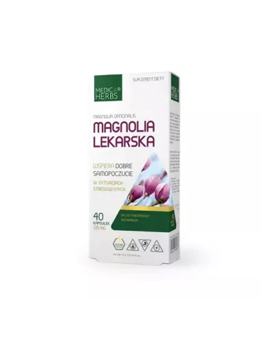 Magnolia Lekarska 225 mg. 40 kapsułek. Medica Herbs