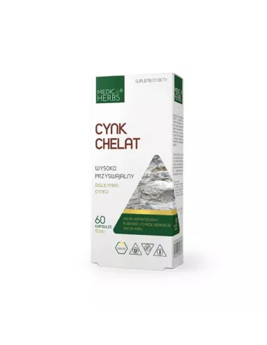 Cynk Chelat 15 mg. 60 kapsułek. Medica Herbs