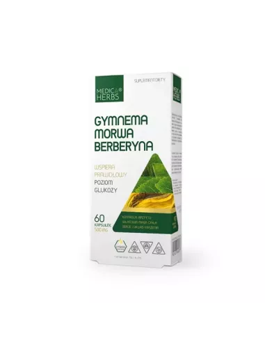 Gymnema Morwa Berberyna 500 mg. 60 kapsułek. Medica Herbs.