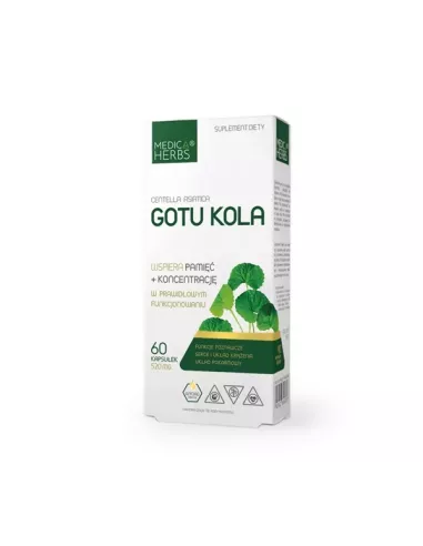 Gotu Kola  520 mg. 60 kapsułek. Medica Herbs.