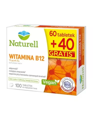 Witamina B12, 100 tabletek do rozgryzania i żucia. Naturell